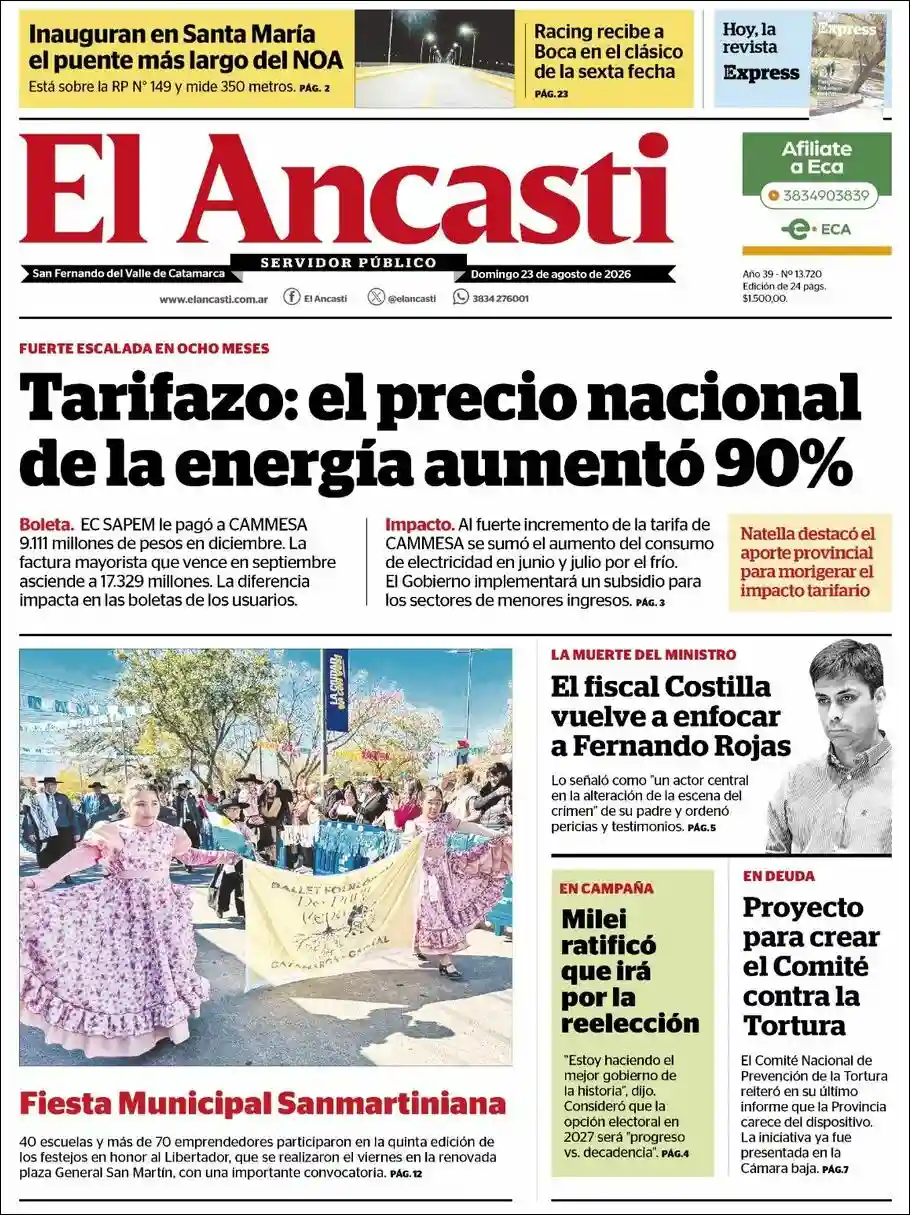 Estudios Max | PORTAL INFO LINEA - Tapa del diario Ancasti
